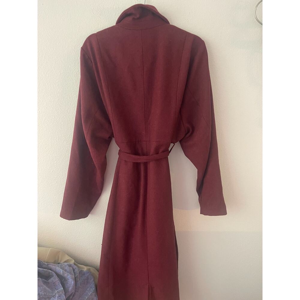Torrid Trench Coat 3X Burgundy Red Wool Blend Tie Waist Jacket Long Plus - Picture 4 of 7